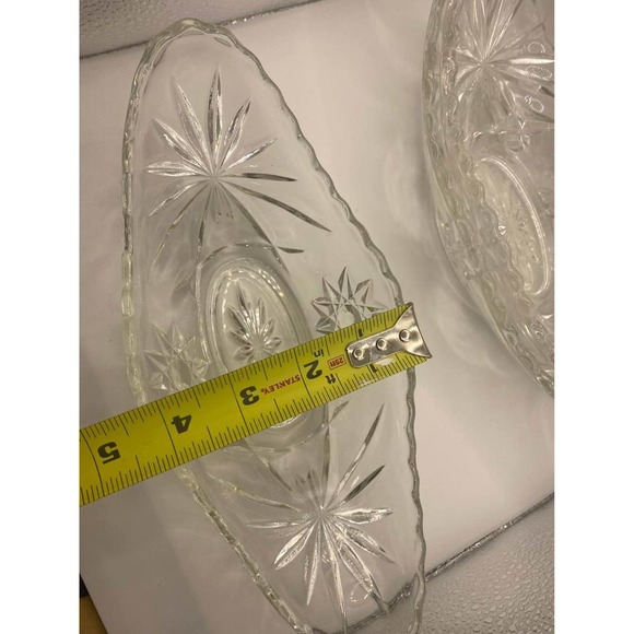 Vintage Anchor Hocking Star of David Banana Split Gondola Boat Dish Bowl Set - Picture 4 of 6